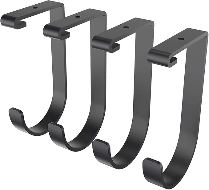 FLEXIMOUNTS 4 Pack Add On Storage Flat Hook Accessory for Garage Ceiling Rack and Wall Shelving, Max Weight Capacity up to 50lbs, Black