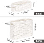 Boho Toilet Paper Storage Baskets, Cotton Rope Woven Bathroom Basket Set of 2, Standing Toilet Paper Holder for 6 Mega Rolls,Storage Bins for Toilet Tank Top, Bathroom Organizer Decor (White 2 Pack)