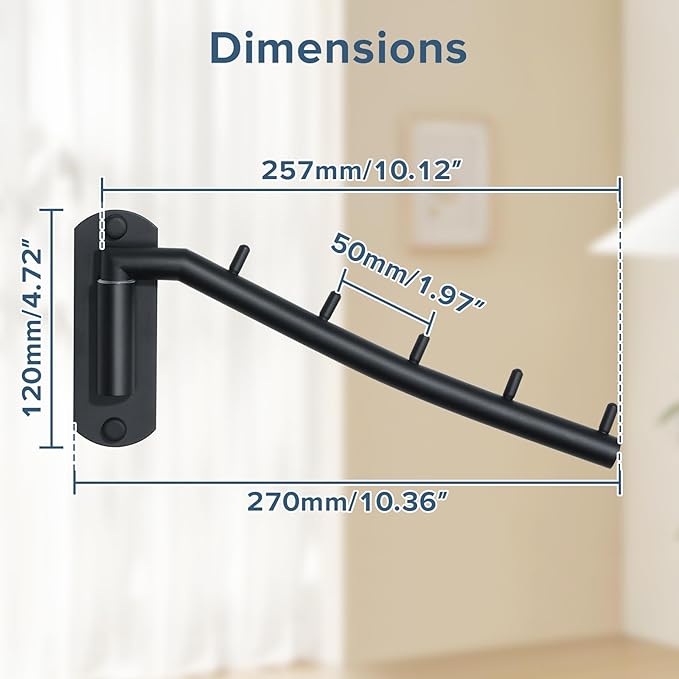 Alise Wall Mounted Drying Rack,Swivel Clothes Drying Rack Stainless Steel,Space Saving Clothes Hanger Rack,Heavty Duty Clothes Wall Drying Rack for Laundry Closet Bedroom/Bathroom,Matte Black