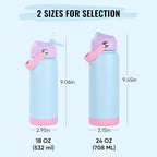 24oz Insulated Stainless Steel Water Bottle, Wide Mouth Double Wall Vacuum, Silicone Straw, Sweat & Leak Proof, BPA Free Insulated Water Flask for Travel, Keep Cold 24h Hot 12h, Light Purple