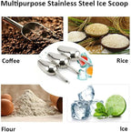 Set of 1 Ice Scoop, Stainless SteelKitchen Ice Scoop for Canisters or Ice Maker, Food Scoops for Canisters, Freezer, Flour, Dry Foods, Coffee Beans, Pop Corn, Pet Dog Cat Food (Stainless Steel-S)