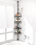 ADOVEL 4 Layer Corner Shower Caddy, Stainless Steel Constant Tension Pole Shower Organizer, Adjustable Corner Shower Shelf, Rustproof 3.3 to 9.8 ft