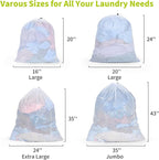 OTraki Ex-Large Mesh Laundry Bag 36x43 Inch Drawstring Laundry Wash Bags 2 Pack Dirty Clothes Net Laundry Bag Heavy Duty Travel Storage Organize Bag Don't Drying, Melting 140-176℉ White