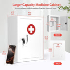 Locking Medicine Cabinet Wall-Mount: Storage Cabinet with Lock & Key - White Metal First Aid Kits for Family Safety and Childproofing