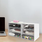 Desk Organizer with Drawer, Desk Storage Box, Plastic Office Stationery Supplies Organizers, Desktop Organizer for Office School Home (3 drawer, White)