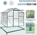 Heavy-Duty Polycarbonate Greenhouse with Double Flush Door, Rain Gutter & Adjustable Ventilation Window for Garden, Backyard or Sunroom Use (6x8 FT-1)