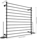 Heavy Duty Iron Ribbon Organizer Rack Wall Mounted, 12-Rod Modern Metal Craft Organizer for Ribbons, Wrapping Paper, Vinyl Rolls, Space Saving Storage Rack for Florist, Home (Black)