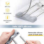 Tomorotec Adjustable Over-The-Sink Kitchen Rack for Dishcloths, Sponges, Bottles and Brushes - Heat-Resistant Stainless Steel with Slim, Expandable Design and Multifunctional Silicone Holder