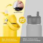 18oz Insulated Stainless Steel Water Bottle, Wide Mouth Double Wall Vacuum, Silicone Straw, Sweat & Leak Proof, BPA Free Insulated Water Flask for Travel, Keep Cold 24h Hot 12h, Yellow