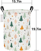 QUEENLALA Large Storage Basket,Laundry Hamper/Bathroom/Home Decor/Collapsible Round Storage Bin,Boys and Girls Hamper/Boxes/Clothing(Round-pine tree)