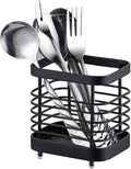 Utensil Holder, Stainless Steel Utensil Drying Rack，Wire Utensil Holder for Kitchen Counter, Silverware Cutlery Flatware Holder Forks, Knives, Spoons Organizer (Black)