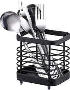 Utensil Holder, Stainless Steel Utensil Drying Rack，Wire Utensil Holder for Kitchen Counter, Silverware Cutlery Flatware Holder Forks, Knives, Spoons Organizer (Black)