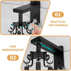 Cabilock Rotatable 8-Claw Wall Mounted Hanger Kitchen Utensil Hook Black Space Aluminum 360-degree Swivel Organizer for Cup and Sundries Storage