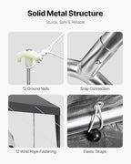VEVOR Carport, 10 x 20 FT Outdoor Car Canopy, Potable Carport, Heavy Duty Galvanized Car Shelter, UV-Resistant & Water-Resistant, All-Season Protection, Storage Shed for Car Boat Motorcycle Grey