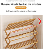 Bamboo Shoe Rack Organizer, 2-10 Tiers, Natural or Tea Color, No-Tool Assembly, Foldable Storage Shelf (Gem Green 4-Storey 100)