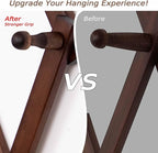 Accordion Wall Hanger with 20 Hooks, Expandable Wall Hat Display Rack, Wooden Wall Hook for Coat, Hats, Baseball Caps, Coffee Mug, Jewelry(Brown)