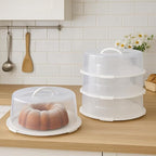 2-Pack Reusable Cake Carriers with Lids – 12 x 12 x 4.75 Inch BPA-Free Plastic Cake Containers – Fits 10-Inch Cakes – Freezer Safe, Stackable Storage with Handles for Transport