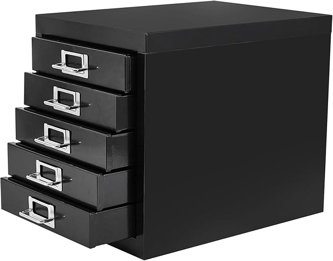 Office Storage Cabinet - File Cabinet Mini 5 Tier Metal File Organizer Document Organizer, for Home, Office, Desk (Black)