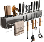 New Multi-Functional Kitchen Rack Home Wall-Mounted Knives Chopstick and Spoon Storage Rack Punch-Free cookware draining Rack