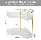 2-Tier Corner Bathroom Counter Organizer – Classic Storage Shelf for Makeup, Perfume & Toiletries, Space-Saving Countertop Tray Fits Bathroom, Dresser, Kitchen (Classic White)