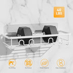 Adhesive Shower Caddy, Large Capacity Shower Racks for Inside Shower, No Drill Bathroom Shower Organizer and Storage, 2 Pack White Bathroom Shelves, Home Decor Rv Accessories, Apartment
