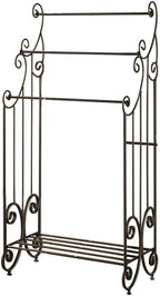 Kings Brand Furniture Pewter Metal Towel Racks for Bathroom with Shelf - 3 Long, Sturdy, Versatile & Modern Towel Rack with Storage Shelf Perfect for Laundry Room, Kitchen Area & Bathroom Towel Rack