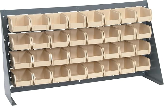Quantum Storage Systems QBR-3619-210-32IV Ultra Bin Complete Bench Rack Package with 32 Ultra Bins, 36" x 8" x 19" , Ivory
