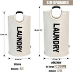 DOKEHOM 125L X-Large Laundry Basket, Collapsible Laundry Bag, Freestanding Tall Clothes Hamper, Foldable Washing Bin (Beige)