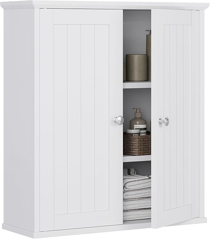 Meilocar Bathroom Wall Cabinet, Bathroom Cabinet Wall Mount, Over The Toilet Space Saver Storage Cabinets, White Medicine Cabinets with 2 Doors