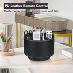360°Rotatable TV Remote Control Holder with 4 Compartments, Bedside Table Remote Caddy, Desktop Storage Box, Office Desk Accessories, Art Supply Organizer for Controllers, Makeup Brush, Home Décor
