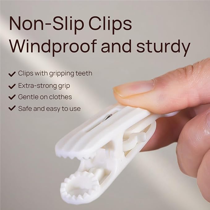 26-Clip Multi-Layer Clothes Drying Rack, BPA-Free ABS Laundry Hanger for Baby Clothes, Socks & Underwear, Heavy Duty Non-Foldable Hanger for Apartment, Nursery & Small Spaces (Off-White)