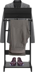Valet Stand for Men, Freestanding Wooden Suit Stand Clothes Butler Valet Stand, Large Storage Clothes Valet Suit Display Rack, Storage Organizer for Bedrooms, Clothing stores