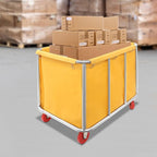 Commercial Laundry Cart with Wheels | Large Laundry Basket with Wheels | Laundry Hamper | Laundry Sorter for Clothes Storage | Ox Cloth | 260 lbs Load | 35.43x25.6x31.5in (Yellow)
