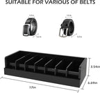 Bamboo Belt Storage Organizer Box - Belt Organizer for Closet | Wooden Belt Tie Hanger Racks for Men Women Drawer | Belt Display Holder Wall Mount with 2 Pcs Tie Clip (Black, 2 7GRIDS)