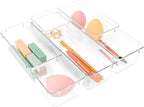 6 Pack Clear Drawer Organizer Set,Desk Drawer Storage Tray,Vanity Organizer Storage Bins Containers