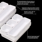 Set of 16 Interlocking Desk Drawer Organizer Tray Dividers Plastic Shallow Narrow Drawers Organizers Separators Storage Bins Container for Kitchen Bathroom Makeup Office Vanity Bedroom Dresser White
