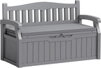 Flamaker 80 Gallon Storage Bench with Cushions Outdoor Indoor, Durable All-Weather Seating with Hidden Storage, Lockable Deck Box for Garden, Patio, Poolside (Grey)