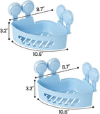 TAILI Suction Corner Shower Caddy, Bathroom Shelf Storage Basket Wall Mounted Organizer for Shampoo, Conditioner, Plastic Rack for Kitchen and Bathroom, Drill-Free Removable -BLUE