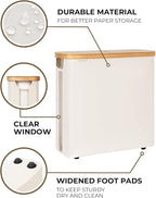 StorageWorks Large Toilet Paper Storage with Bamboo Lid, Toilet Paper Holder Basket for Up to 12 Mega or 16 Regular Size Rolls, Paper Storage Baskets for Bathroom, Beige, 1 Pack