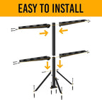 Utility Trailer Tool Rack, Shovel Rack for Truck, Rake Shovel Holder Landscape Hand Tool Accessories for Trailer Truck with 8 Rubber Holes with Brackets, Standard Black