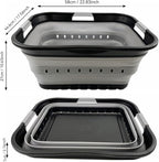 SAMMART 42L (11 gallon) Collapsible Plastic Laundry Basket - Foldable Pop Up Storage Container/Organizer - Portable Basket - Space Saving Hamper (Black/Alloy Grey (Set of 2))