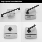BWE 5 Pieces Matte Black Bathroom Hardware Set SUS304 Stainless Steel Include 21.9" Towel Bar,Hand Towel Holder,Toilet Paper Holder and 2 Robe Hook Square Bathroom Accessories Set Wall Mounted