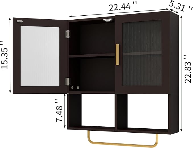 Wall Mounted Bathroom Storage Cabinet Medicine Cabinet with Acrylic Doors & Towel Bar Adjustable Shelves for Bathroom, Laundry Room, Bedroom, Enterway