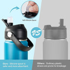 18oz Insulated Stainless Steel Water Bottle, Wide Mouth Double Wall Vacuum, Silicone Straw, Sweat & Leak Proof, BPA Free Insulated Water Flask for Travel, Keep Cold 24h Hot 12h, Blue