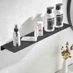 TRUSTMI Wall Mounted Bathroom Shelf, SUS 304 Stainless Steel Floating Storage Organizer, Kitchen Bedroom Flat Shelf, 20 inch by 4 inch, Matte Black