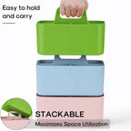 Multiuse Caddy Organizer with Handle - Stackable Plastic Tote Bin - Art Craft Supplies, Office, Desk, Stationery Pen Holder, Kitchen, Utensil, Makeup, Bathroom, Shower, Cleaning, Dorm Organizer -Green