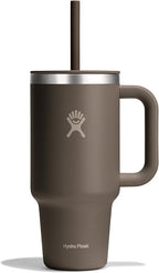 Hydro Flask Travel Tumbler with Handle, Lid and Straw - Insulated Stainless Steel in 32 Oz Sandpiper