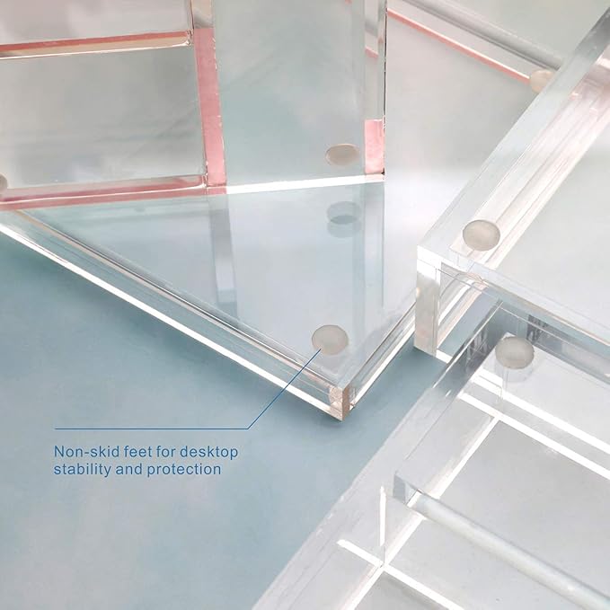 Clear Acrylic Desk Organizer 4-Piece Desk Kit + Free Complimentary Acrylic Ruler, Desktop Organization for Office or Home