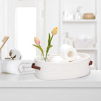 Bathroom Countertop Organizer Basket, Cotton Rope Woven Storage Basket Toilet Paper Decorative Basket for Bathroom, Bedroom, Living Room, Entryway 13"x6.3"x4.3"(Off White)