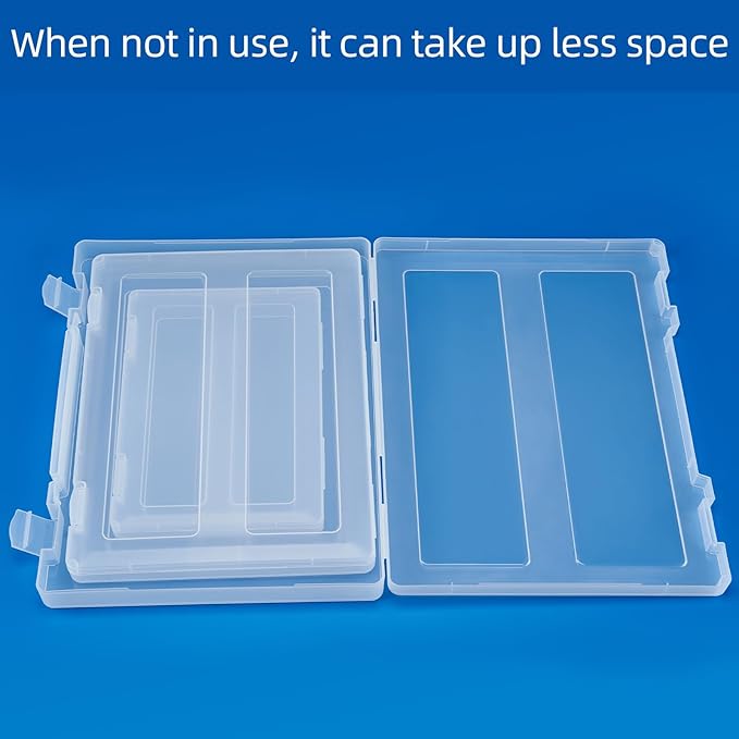 12 Pack A4 Paper Storage Boxes, 8.5 x 11 Plastic Portable Project Case for US letter Size and A4 paper, Plastic Multi-Purpose Thick Scrapbook Storage Box for Office